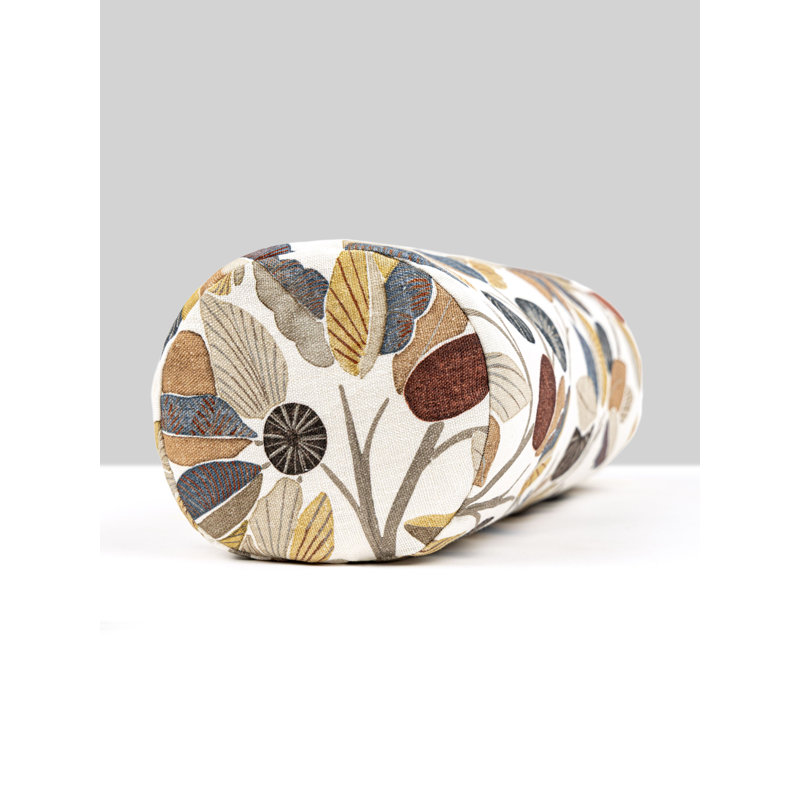 Linen Bolster Pillow Cover & Insert, Brown Floral 