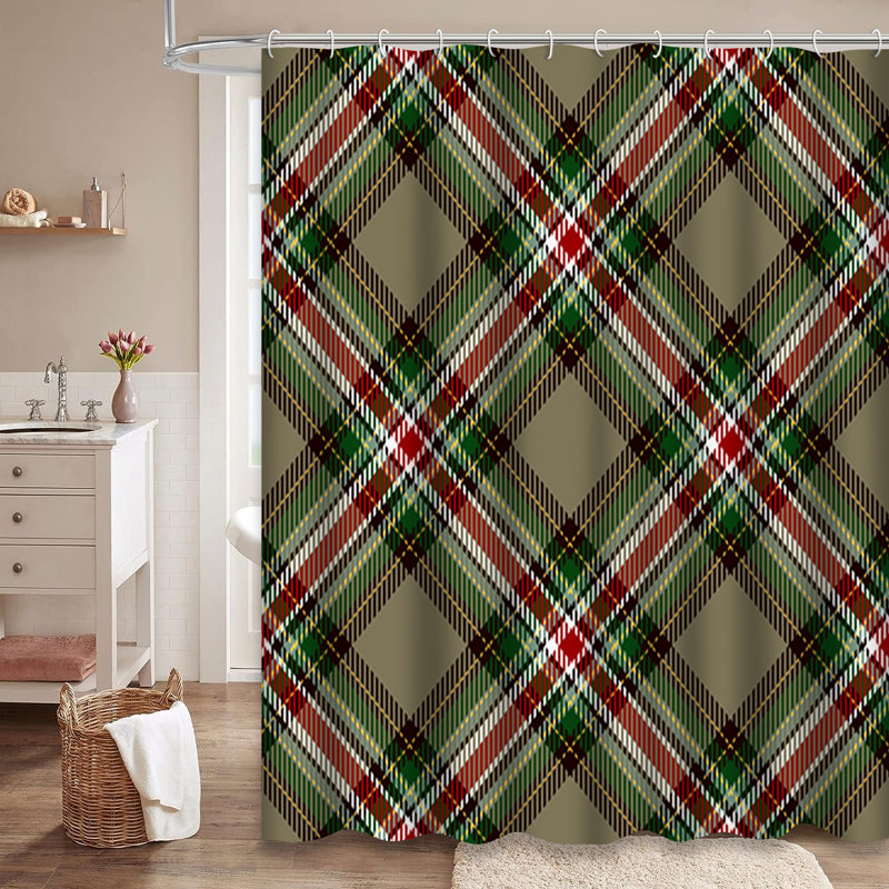 Rideau de douche Tartan, L 72 po x l 84 po