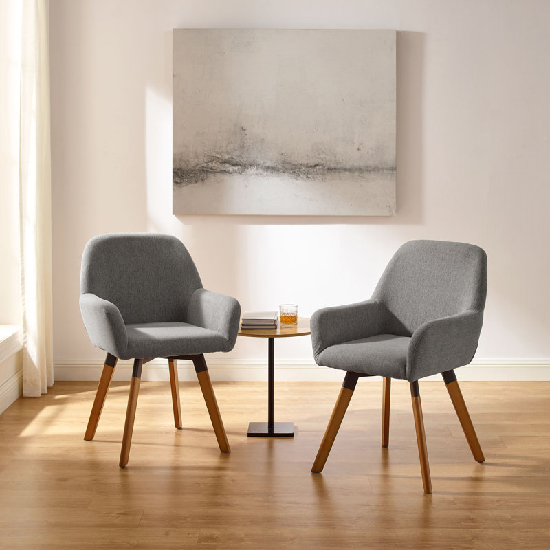 Rayshawn 22.83" W Linen Swivel dining chairs, Gray Linen