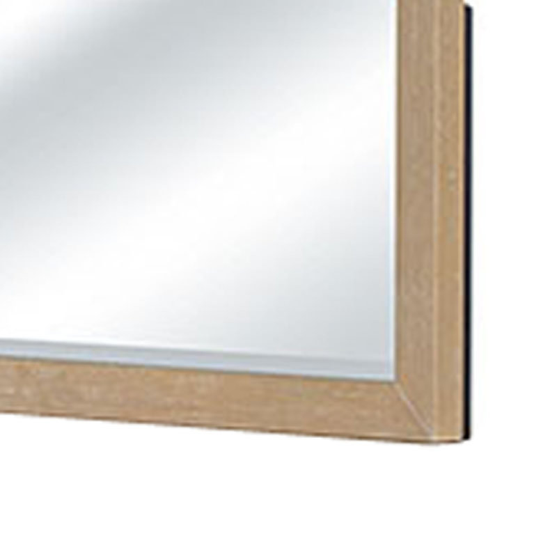 Miroir de commode Tanya, bord courbé biseauté, bois brun naturel 40 x 46