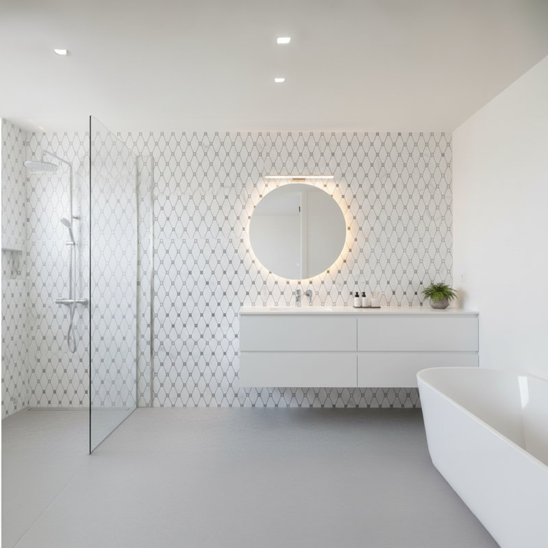 Carreau de mosaïque en marbre poli 11 po x 11,5 po Mango Tile Mango | Carreau de sol et de mur à motif de losanges pour salle de bain ou cuisine