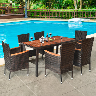 Pecos Rectangular 6 -Person 59.5" Long Dining Set with Cushions