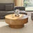 Handcrafted Burl Wood Round Coffee Table with Strudy Pedestal, Mid-Century Modern Solid Wood Coffee Table for Living Room-564966794-561136747