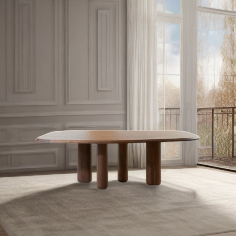 Oak Solid Wood Dining Table, 41.34" W x 78.74" L, Walnut