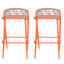 Tabourets de bar d'extérieur à structure en aluminium à hauteur d'assise de 29 po avec dossier en forme de feston tissé à la corde, ensemble de 2, orange-2062686518