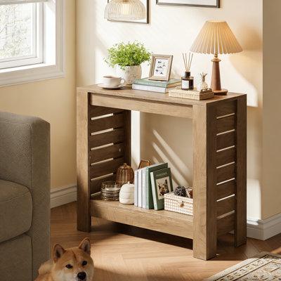 2-Tier End Table , Wooden Sofa Side Table with Storage Shelf