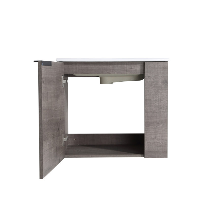Meuble-lavabo de salle de bain avec lavabo, Gris