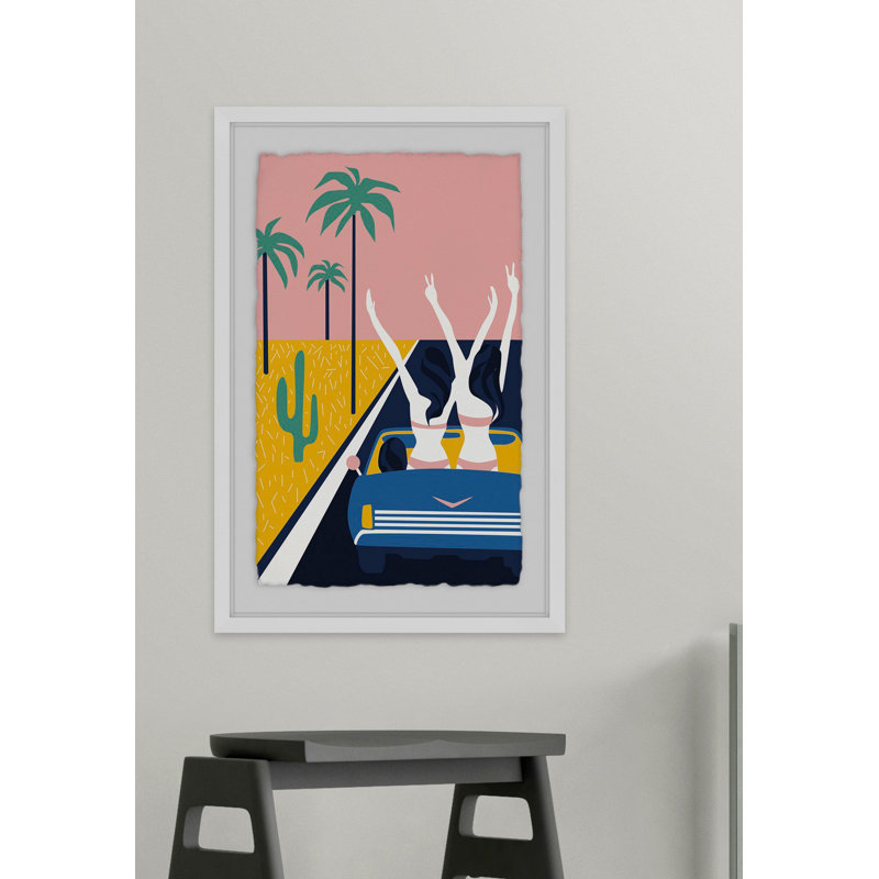 Party Car 1 Piece Single Picture Frame Wall Art, 61 cm H x 41 cm W x 4 cm D, White Framed with Deckled Edges
