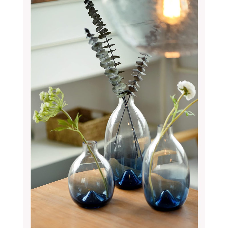 Modern Art Glass Vase Set Of 3 Hand Blown Flower Vases For Table Centerpieces Home Decor Living Dining Room Wedding Party Event Floral Arrangement