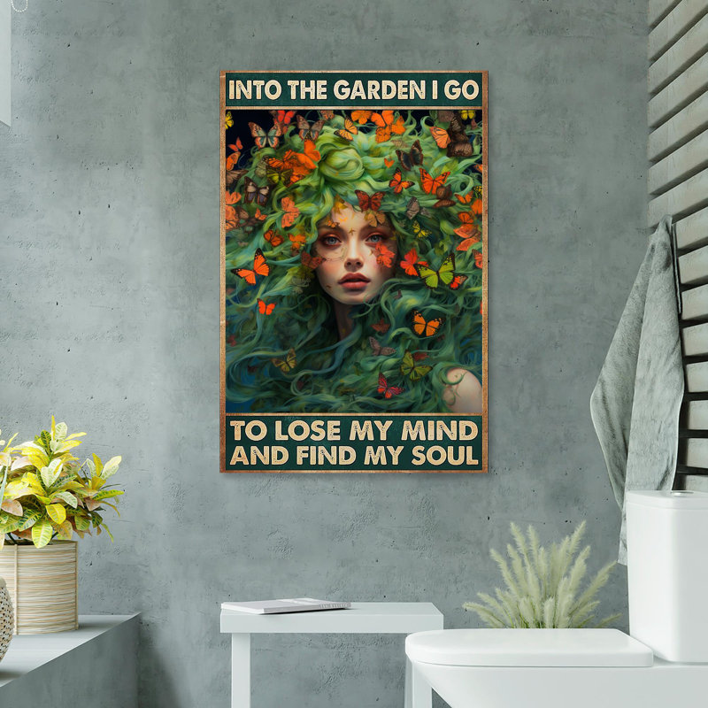 «Woman Butterfly Into the Garden I Go», impression sur toile tendue, L 24 po x H 36 po