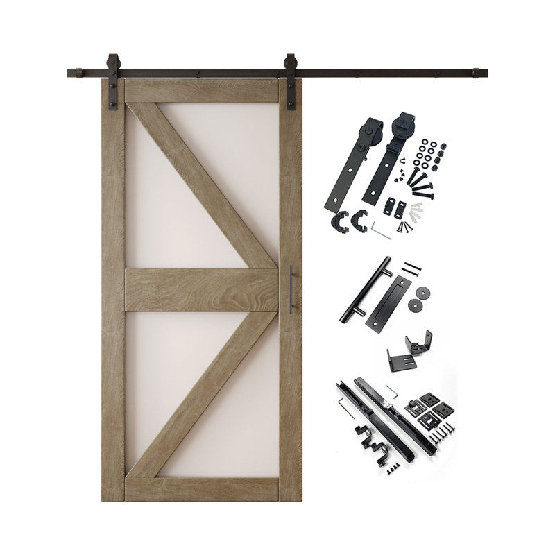 Porte de grange en verre à motif de flèche de 84 pouces Homacer Classic, 36" x 84"