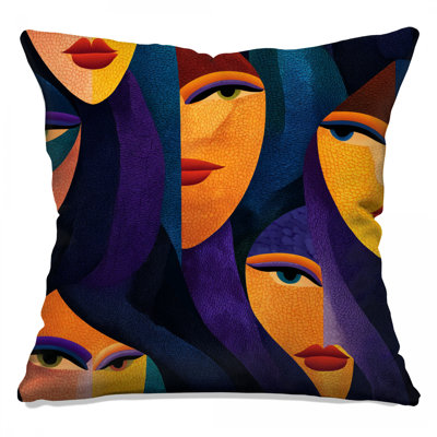 Abstract Faces Throw Pillow, Art Double Sided Pillows