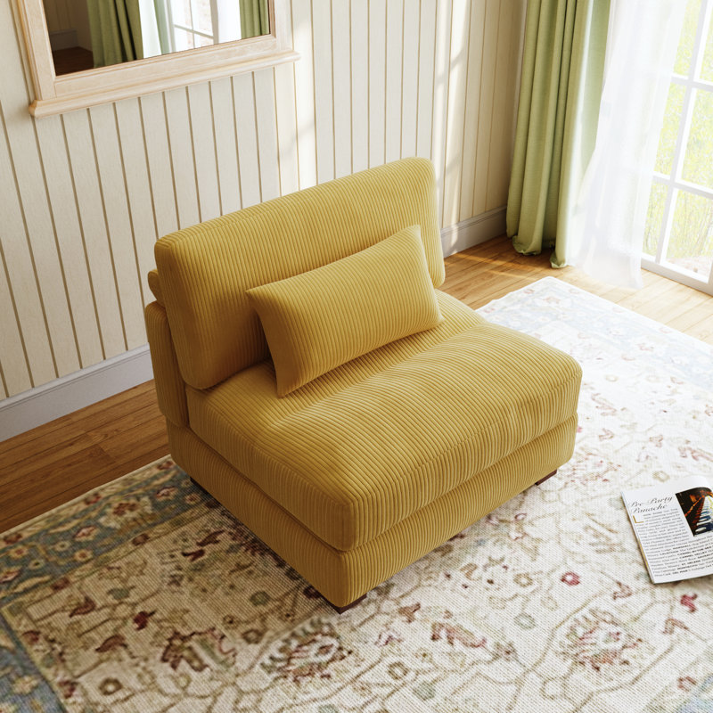 Maelina 96.5Cm Wide Armless, Orange Corduroy