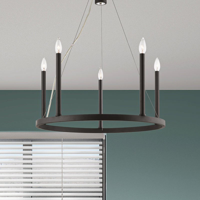 Gus 6 - Light Dimmable Wagon Wheel Chandelier, Bronze