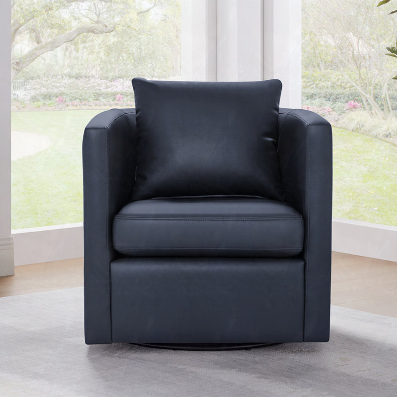 Fauteuil pivotant en similicuir Accent, Bleu