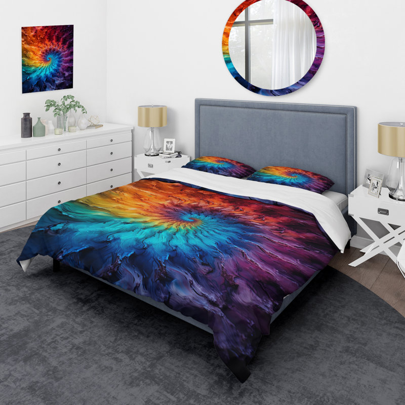 Ensemble de housse de couette Abstract Space Fractal Vortex IV - Colorful Fractal