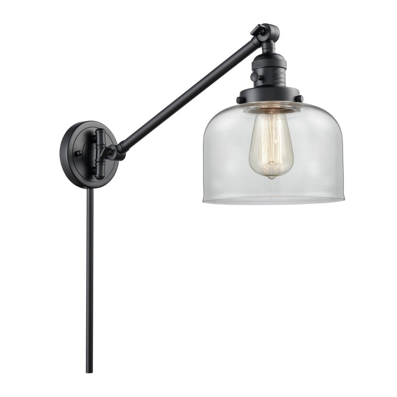Talton Plug-in Swing Arm Sconce, 3.5 Watt Vintage LED Bulb, Clear, Matte Black