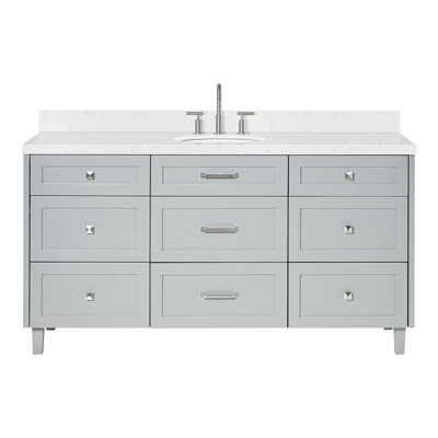Ariel Monrow 66 Inch Single Oval Sink Bathroom Vanity With Carrara Quartz Countertop