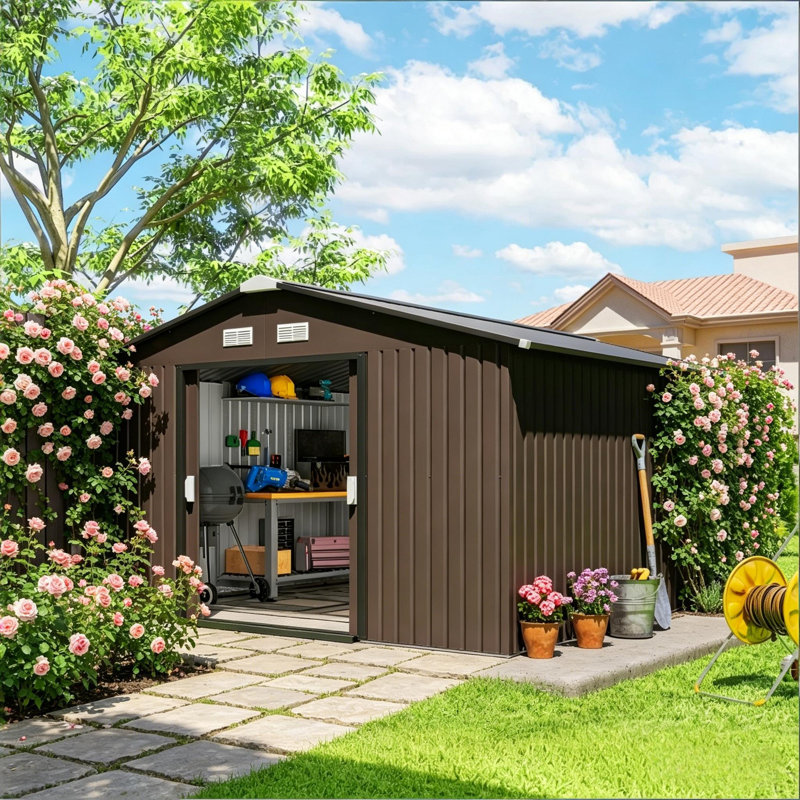 Remise de rangement extérieure durable avec espace de rangement spacieux, remise pour outils de jardin, remise de jardin en métal