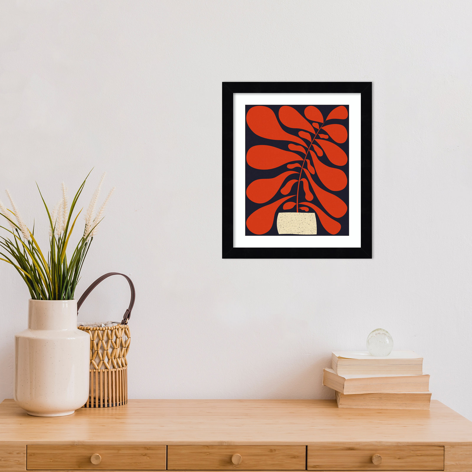 Lynne "Lazy Plant No. 1" Print, Black, 13" H x 11" W