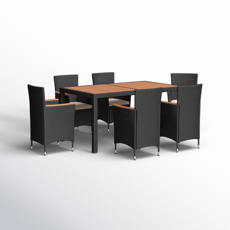 Callan Rectangular 6 - Person 59.05" Long Dining Set with Cushions, Black