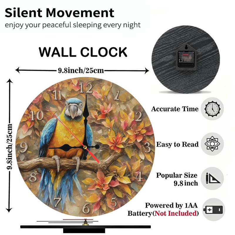 Horloge ara avec feuillage d'automne