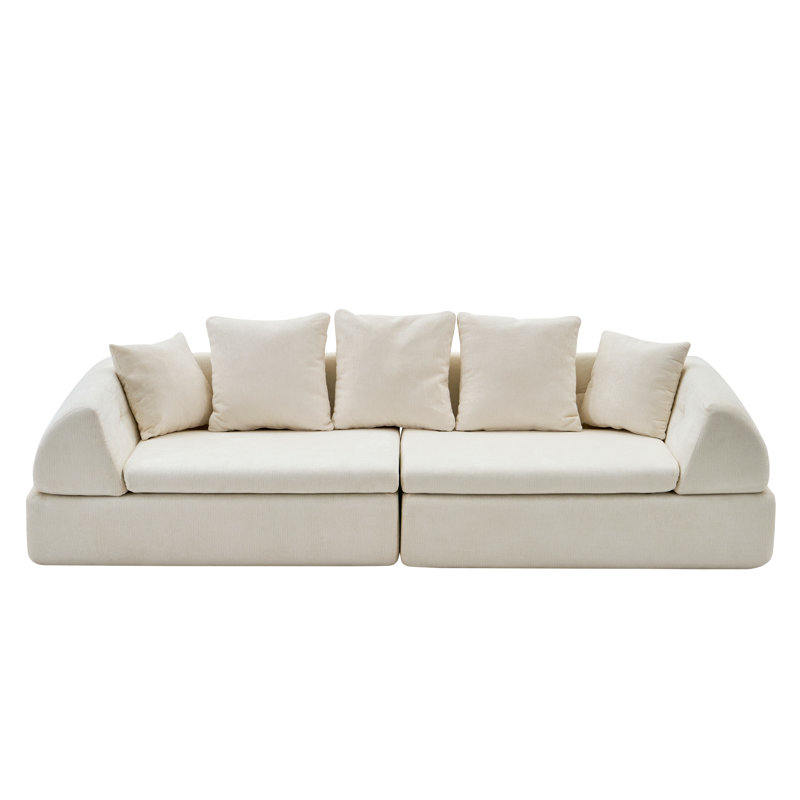 Cloud Modular Sectional Sofa - Shape Boneless Couch & Deep Fluffy Seat, White Fabric