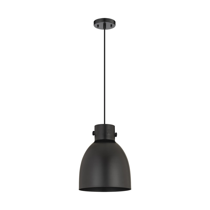 Luminaire suspendu en métal 1 lumière, Noir mat, H 12,5 po x l 10 po x P 10 po, Noir mat