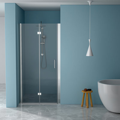 72"H Fold Frameless Shower Door With Tempered Glass, 1/4 Inch (6 Mm)