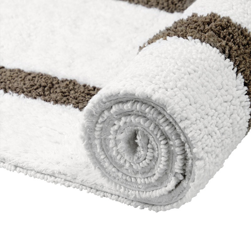Broshous Premium 100% Cotton 2370 GSM 2-Piece Bath Rug Set, Ultra Plush Tufted Bathroom Mats, Super Absorbent OEKO-TEX® Certified, Reversible, Machine Washable, Spa-Like Comfort, White/Beige