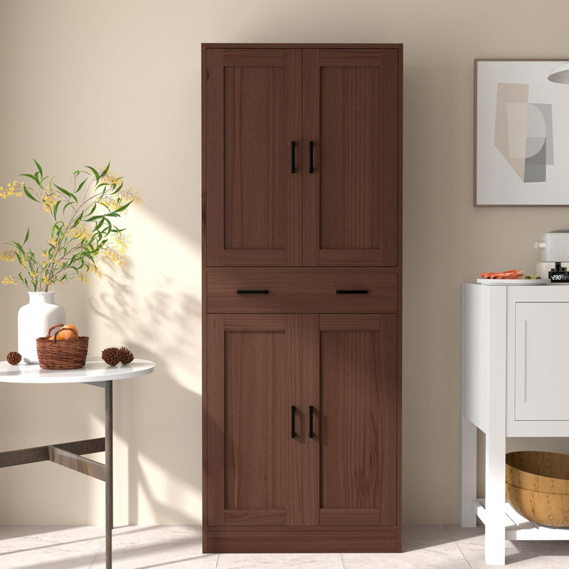 Armoire de garde-manger, armoire de rangement de 71 po de hauteur avec portes et tiroir, armoire de cuisine autoportante pour cuisine, salle à manger, couloir
