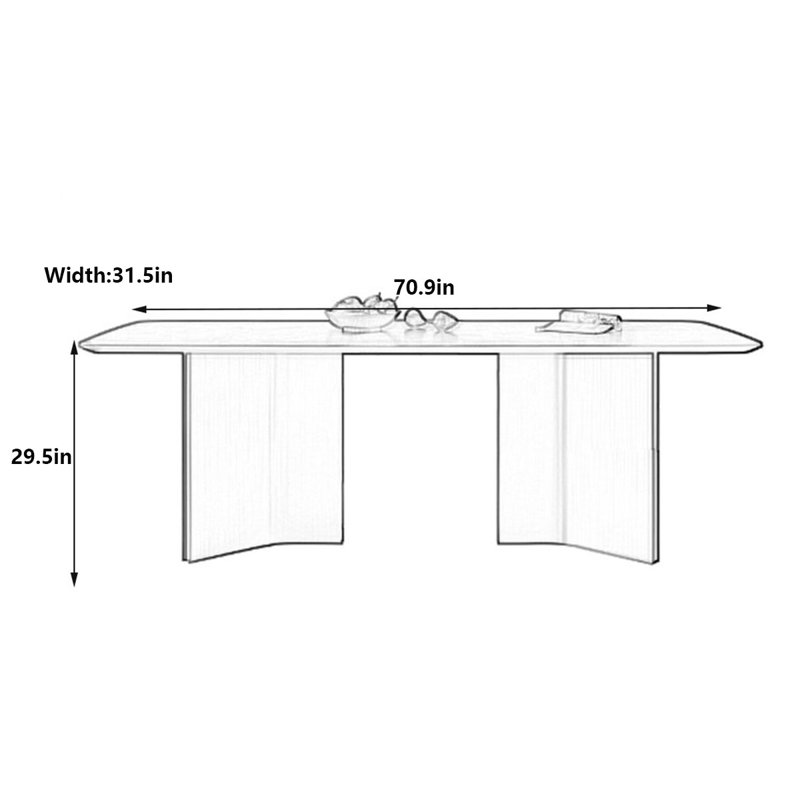 Table de salle à manger Modern, H 29,5 po x L 70,9 po x l 31,5 po