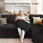 Canapé modulaire en forme de L avec lit escamotable, canapé-lit modulaire avec rangement, noir-1528628005