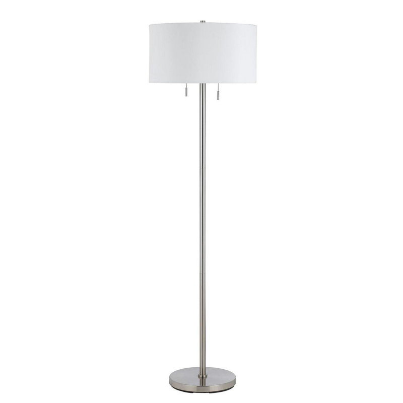 Voijin 59'' Traditional Floor Lamp, White, Silver