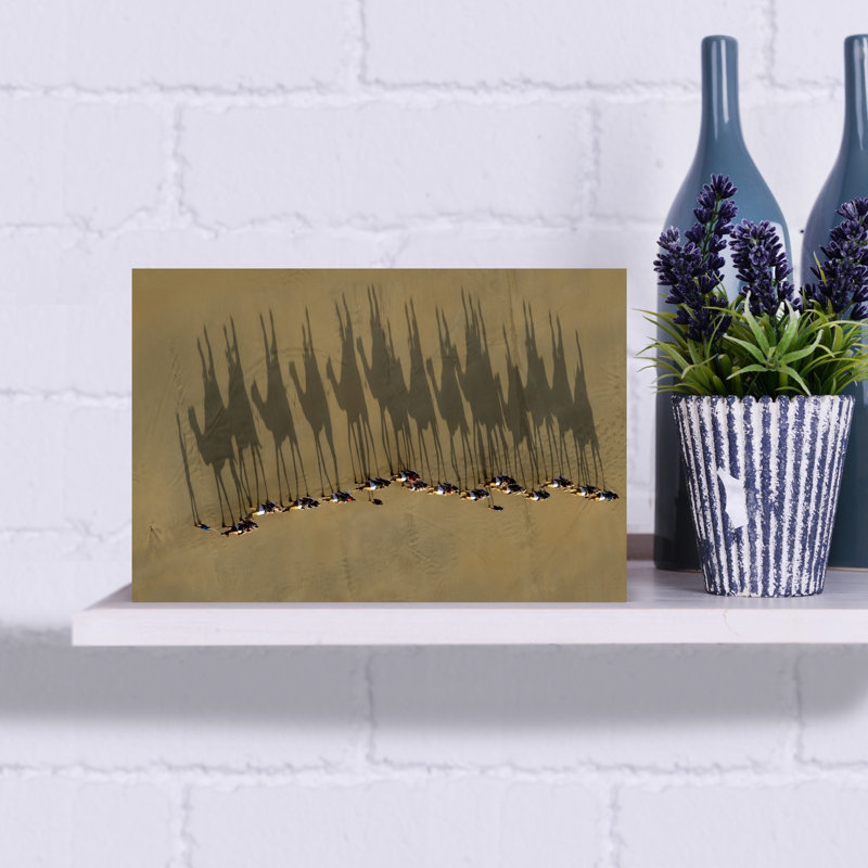 Ombres de caravane de chameaux, paysage abstrait contemporain, impression d'art mural nature, 12" H x 18" W