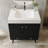 29.9" Modern Bathroom Vanity With Metal Legs, Black Wood Grain Cabinet, Marble Top & Ceramic Sink, Gold Knobs, No Mirror-61365958-57340333