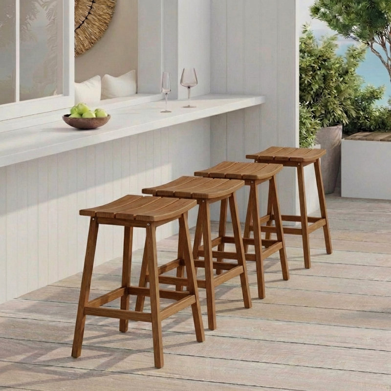 Tabouret de comptoir de cuisine Backless, Teck, 24"