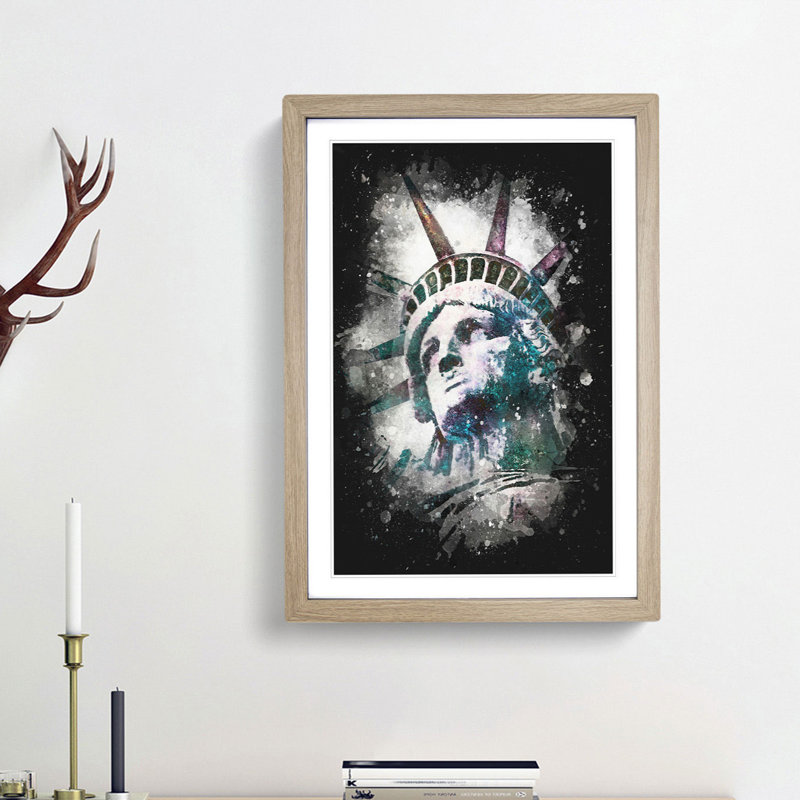 Statue of Liberty - Picture Frame Painting Print, Oak Framed, 33cm H x 24cm W x 2cm D