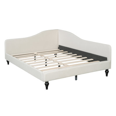 L-Shaped Linen Daybed, with Solid Wood Legs