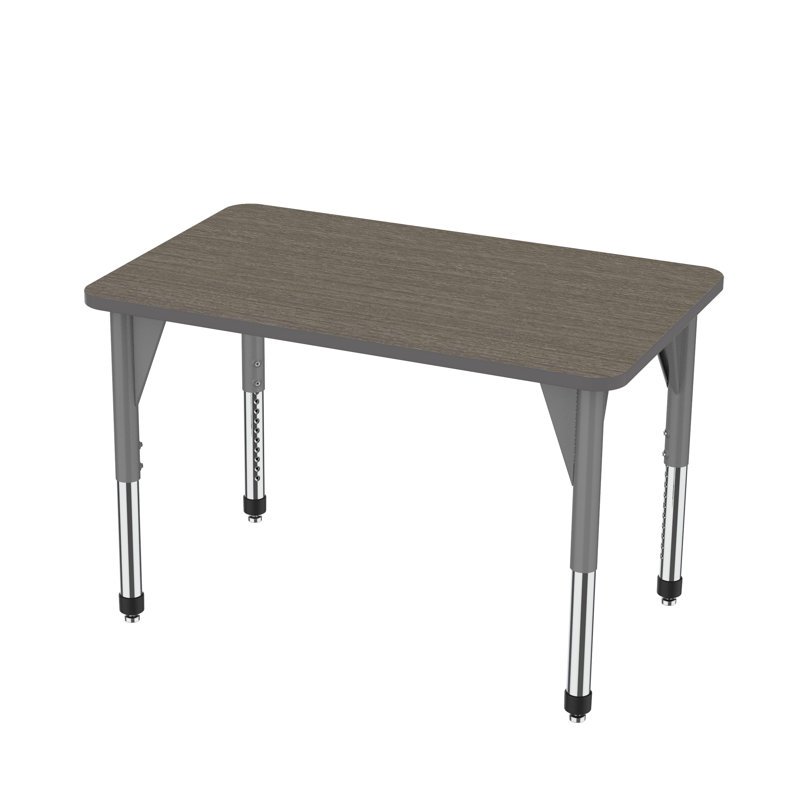 Table d'activité rectangulaire à hauteur réglable Premier Series, H 31 po x L 48 po x l 30 po, Chêne Promenade, Gris