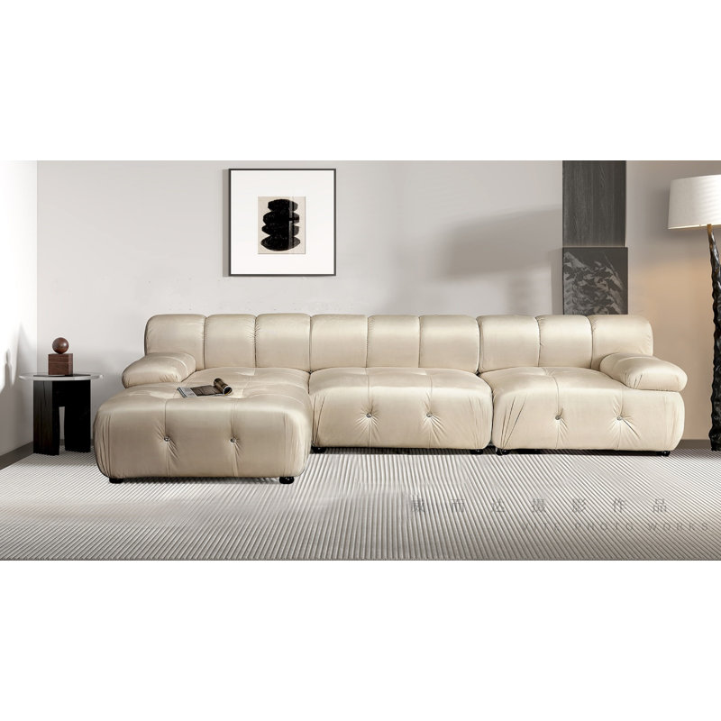 Velvet L-Shaped Sectional Reversible