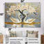 «Grey and Gold Swans Love Under Cherry Blossom II», ensemble de reproductions d'art mural cerisier en fleurs-107201292-107201287