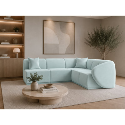 Modern Velvet Modular Sectional with Sculpted Silhouette