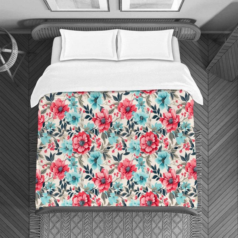 Housse de couette , Housse de couette pour lit simple, Rose/vert