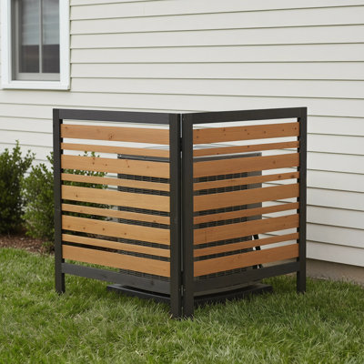 Écran de clôture pour climatiseur d'extérieur à 2 panneaux, clôture d'intimité en bois pour l'extérieur, patio de jardin l 38 po x H 42 po