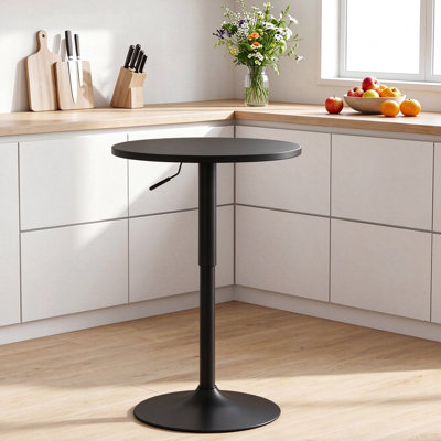 23.6'' Wide Round Adjustable Height Bar Table Bistro Table with Pedestal Base for Kitchen Island, Home Bar