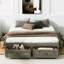Grand lit gris antique avec 6 tiroirs de rangement, idéal pour les vêtements supplémentaires, chambre à coucher au design épuré organisant des articles saisonniers, espace propre-130164924