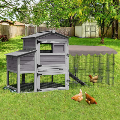 Portable Chicken Coop with Nesting Boxes and Waterproof Cover - Mobile Hen House with Wheels, Metal Chicken Run, and Poultry Cage - Ideal Chicken Tractor for Secure and Comfortable Housing