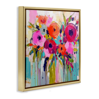 "Bold Drip Roses", art mural encadré par Irena Orlov