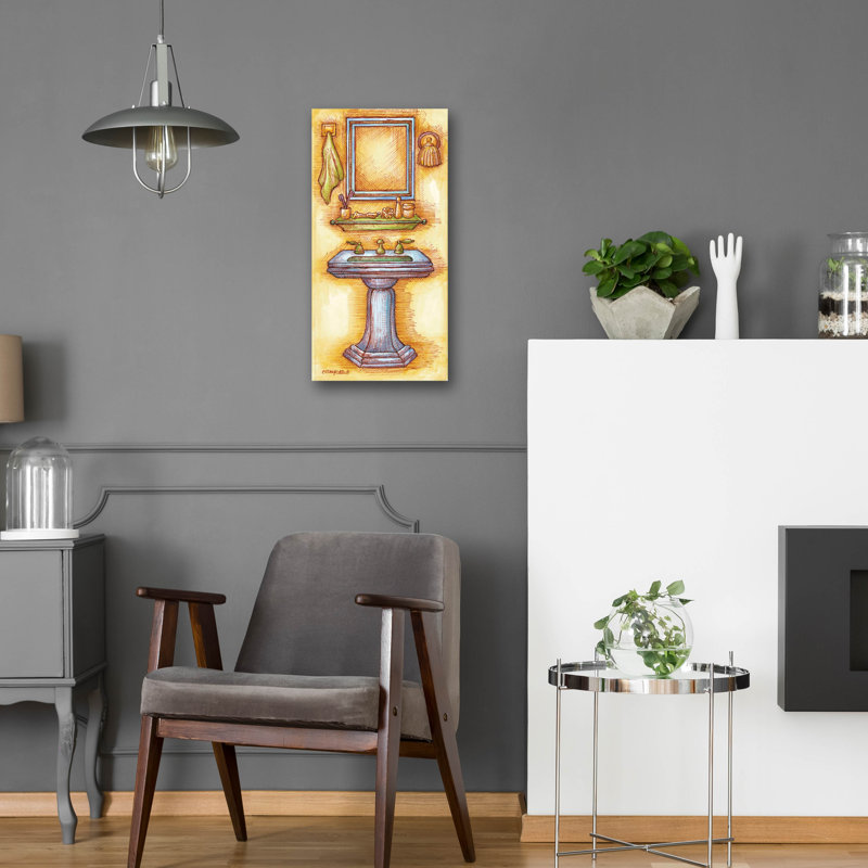 Art mural en verre Lark Manor ™ «Sink Rectangle» par Andrea Strongwater, H 24 po x l 12 po